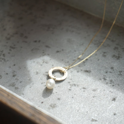 Petite Gold Pearl Drop Pendant