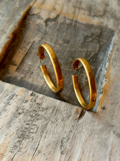 Golden Oblong Hoops