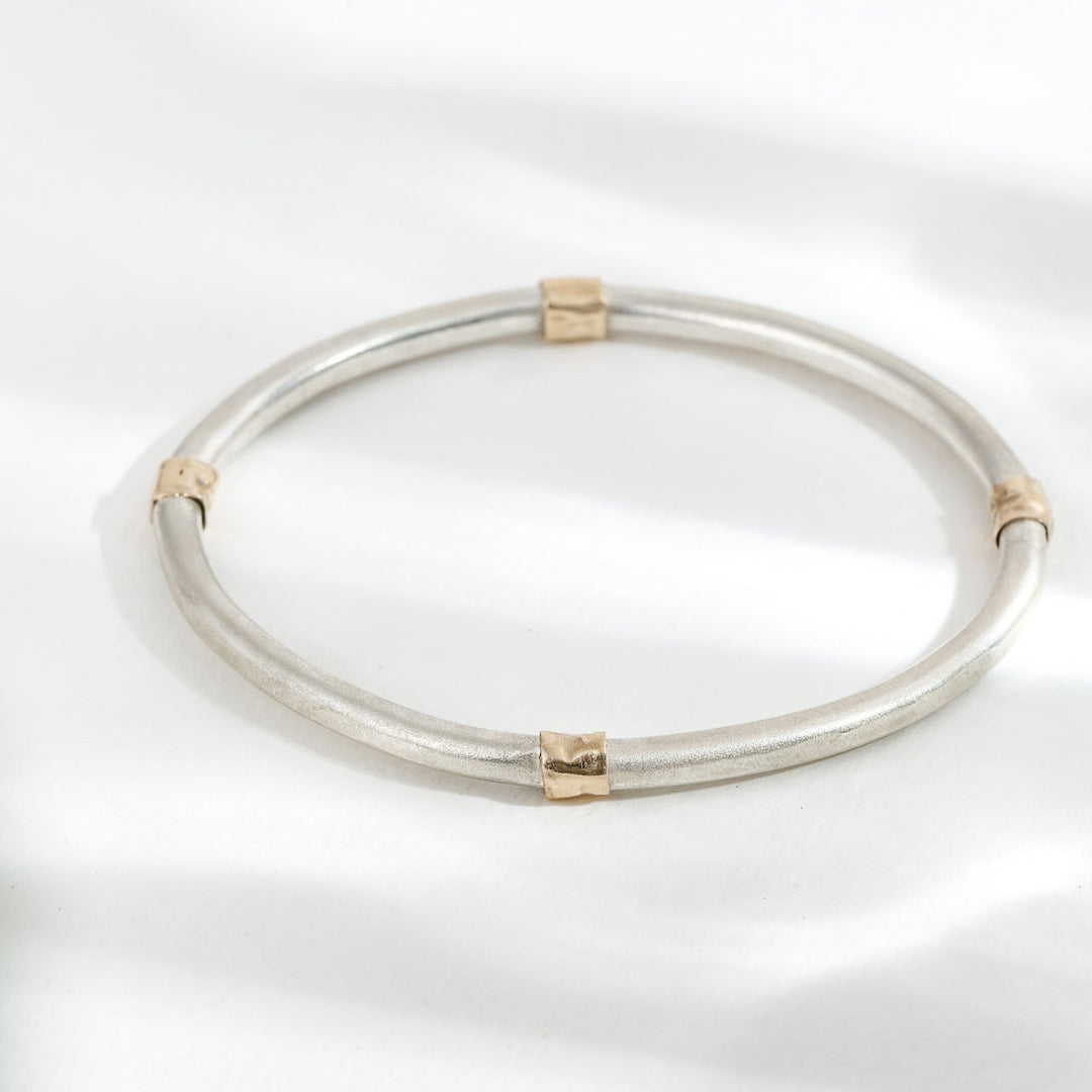 Gold &amp; Silver Patterned Bangle