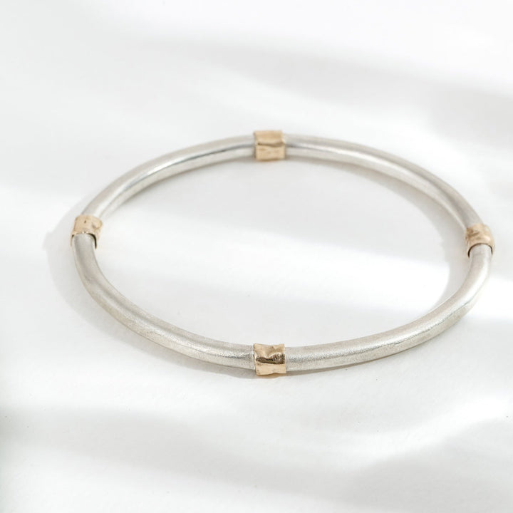 Gold &amp; Silver Patterned Bangle