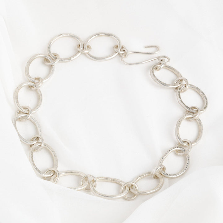 Chunky Silver Diamond Bangle &amp; Necklace Set