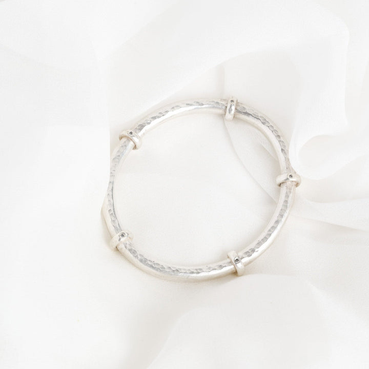 Chunky Silver Diamond Bangle &amp; Necklace Set