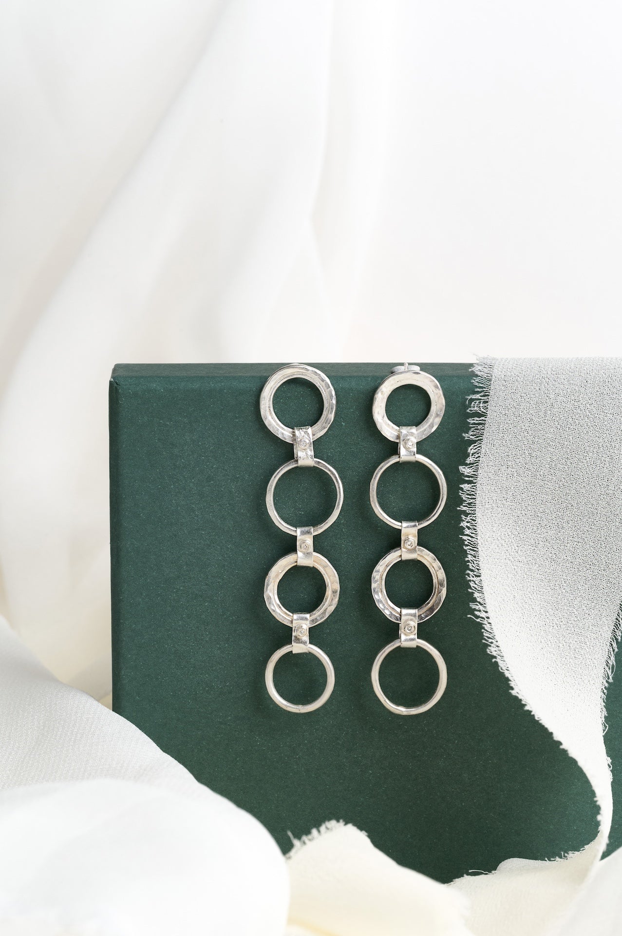 Silver Diamond Carousel Drop Earrings