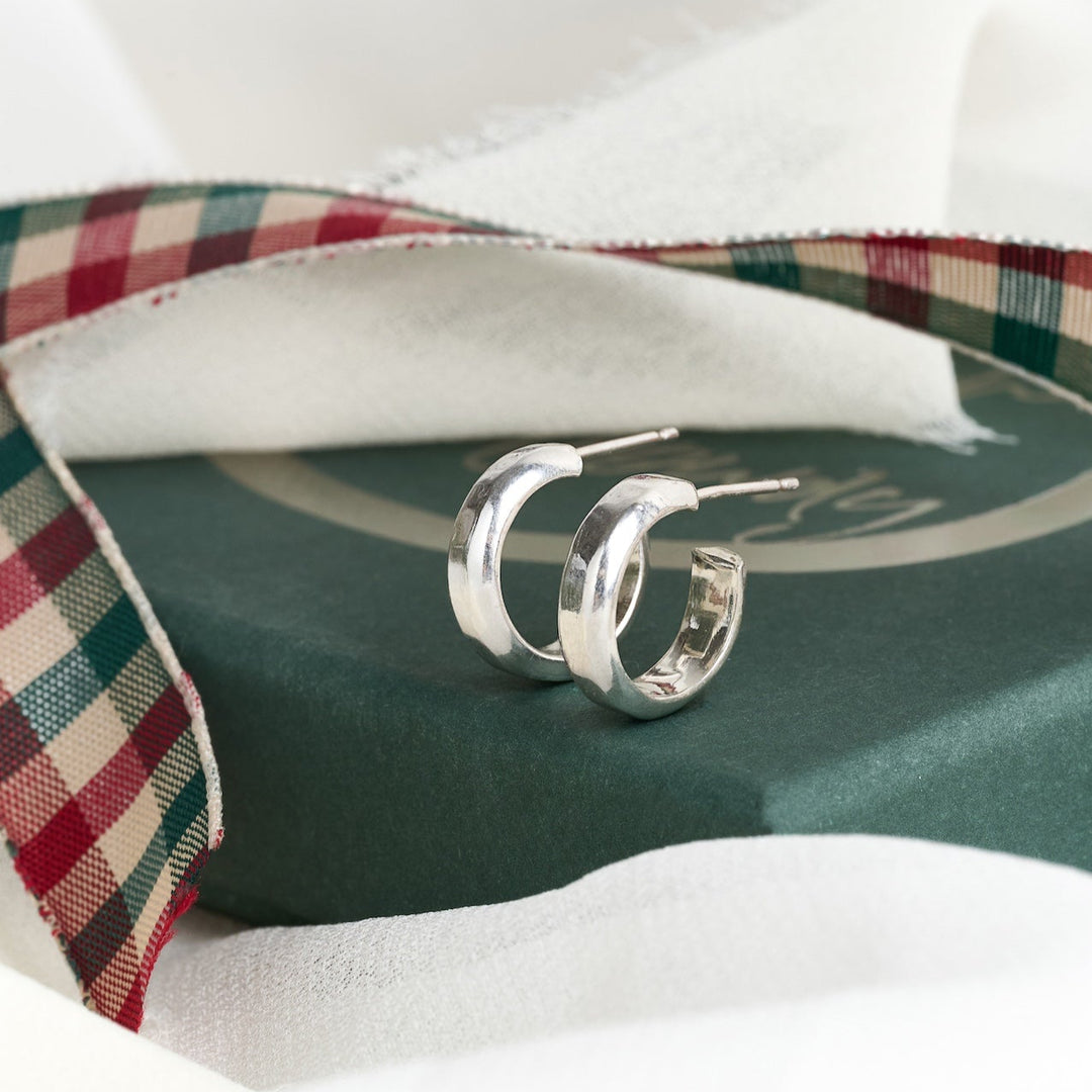 Petite Silver Curved Hoops
