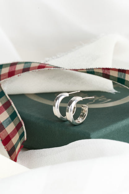 Petite Silver Curved Hoops