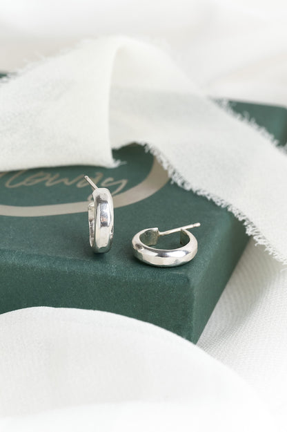 Petite Silver Curved Hoops