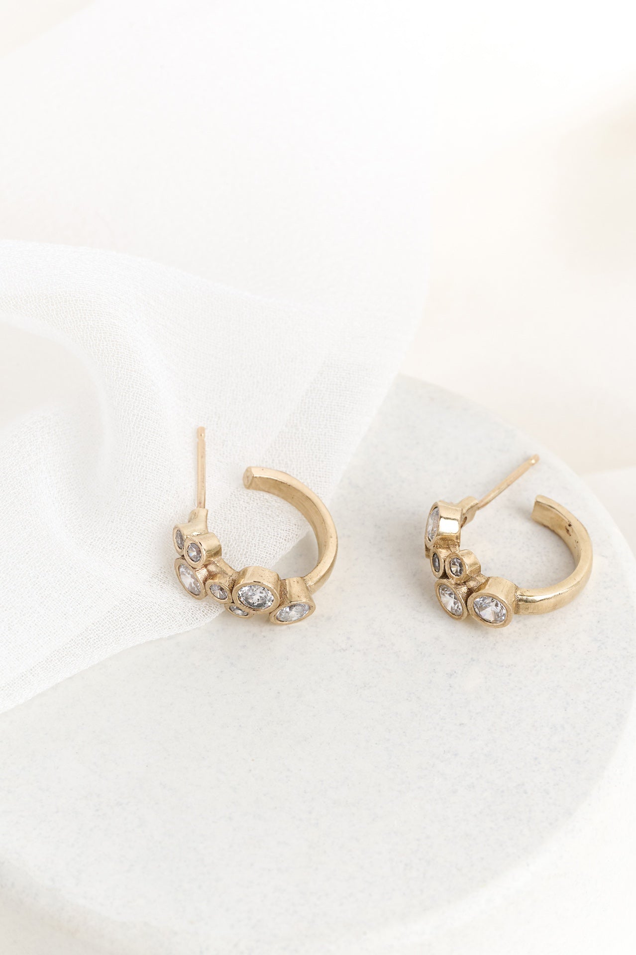 Gold Scattered Diamond Hoops