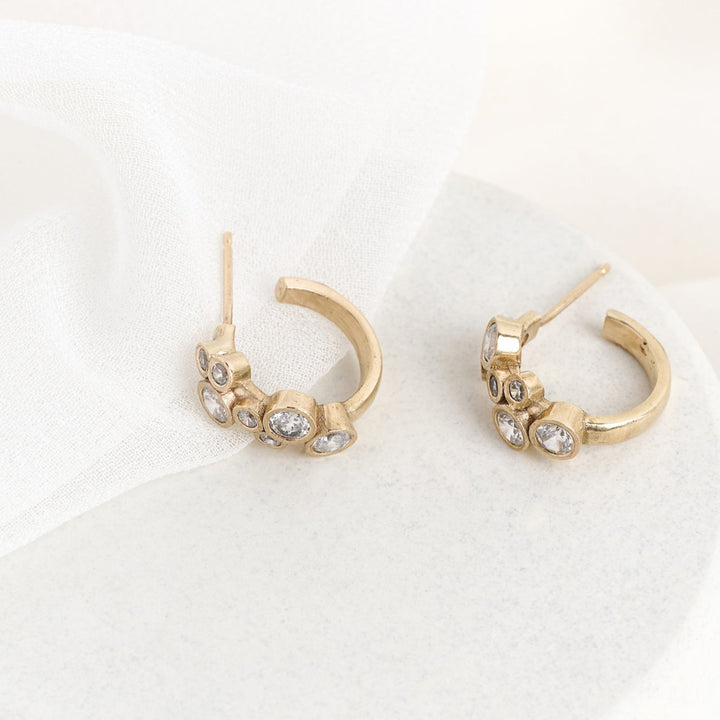 Gold Scattered Diamond Hoops