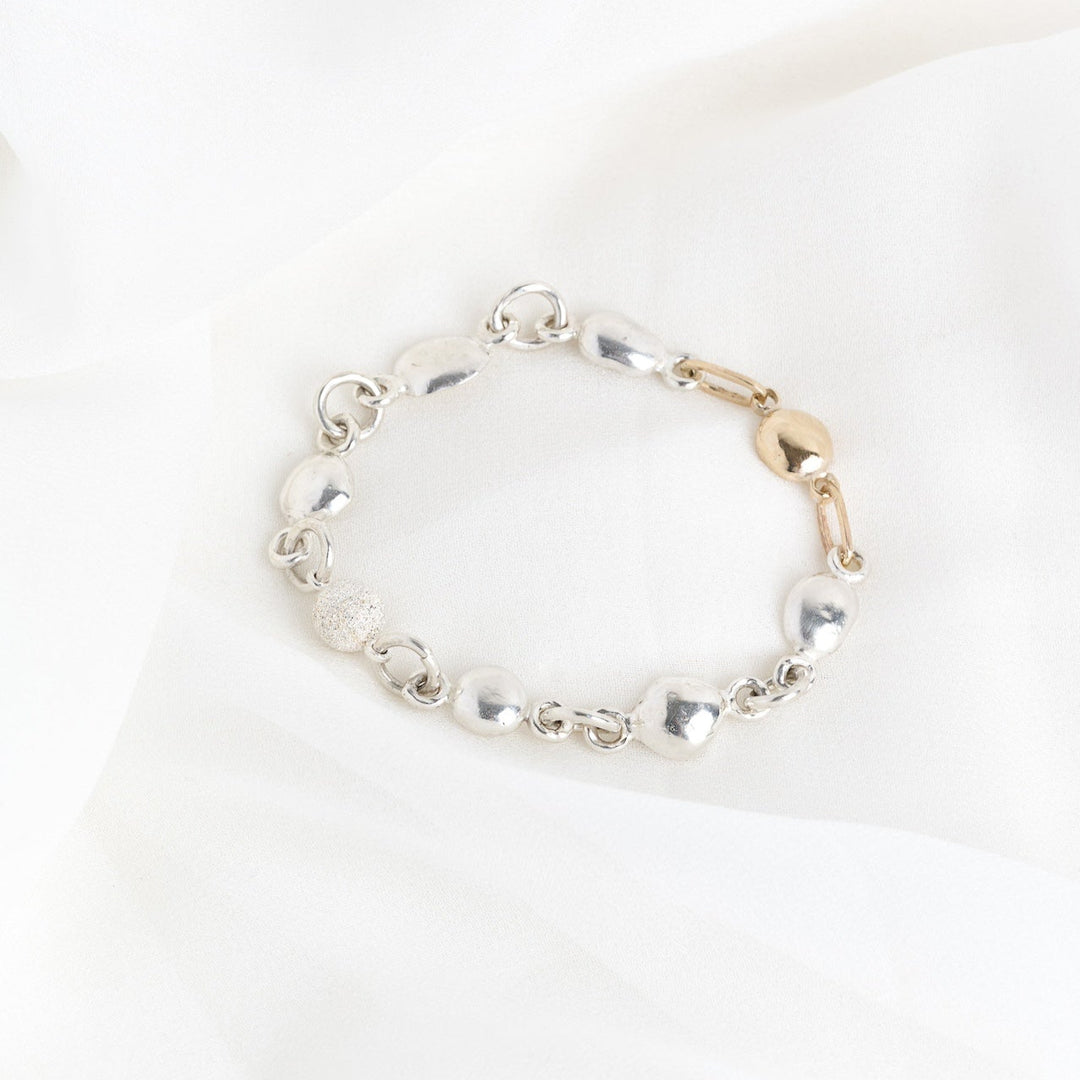 Gold Pebble Bracelet &amp; Stud Set