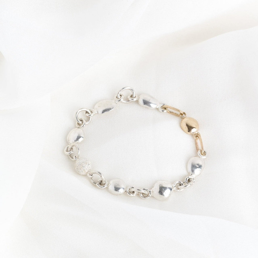 Gold Pebble Bracelet &amp; Stud Set