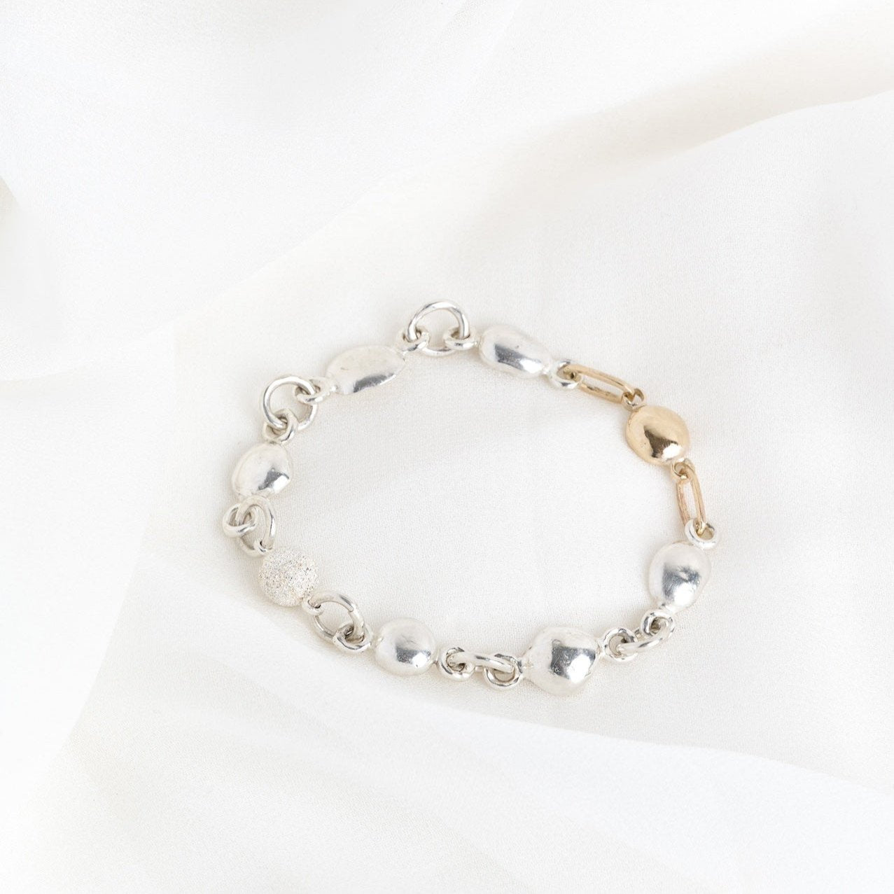 Gold Pebble Bracelet & Stud Set