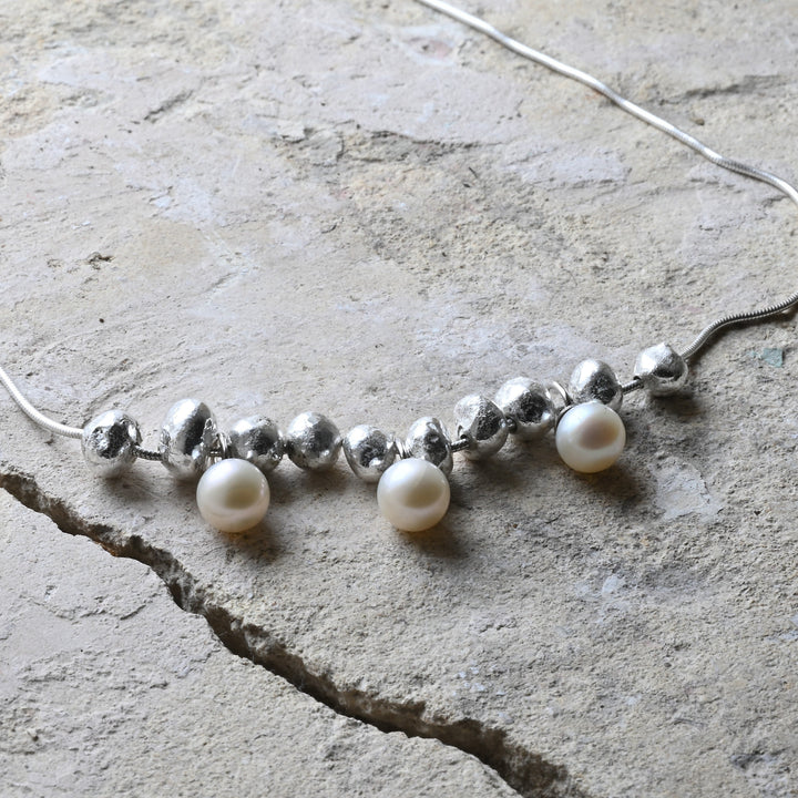 Molten Bead &amp; Freshwater Pearl Necklace