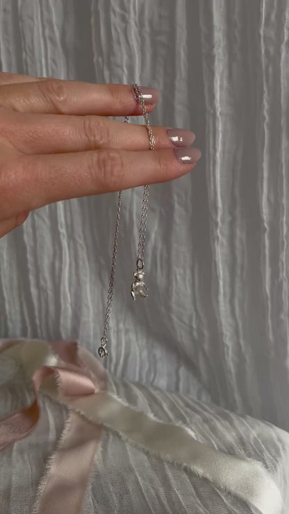 Silver Teddy bear Charm Necklace