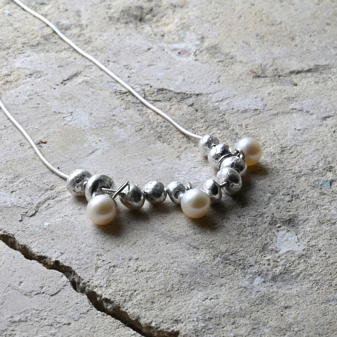 Molten Bead &amp; Freshwater Pearl Necklace