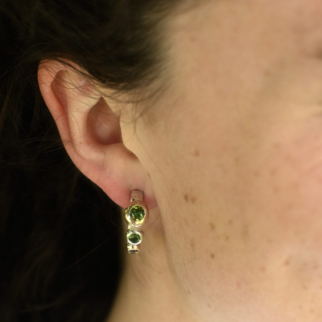 Green &amp; Gold Tourmaline Hoops