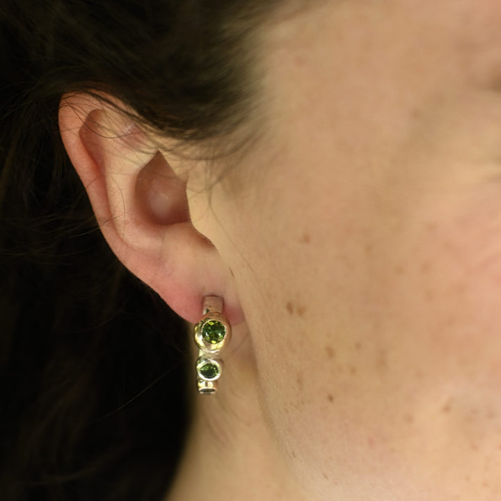 Green &amp; Gold Tourmaline Hoops