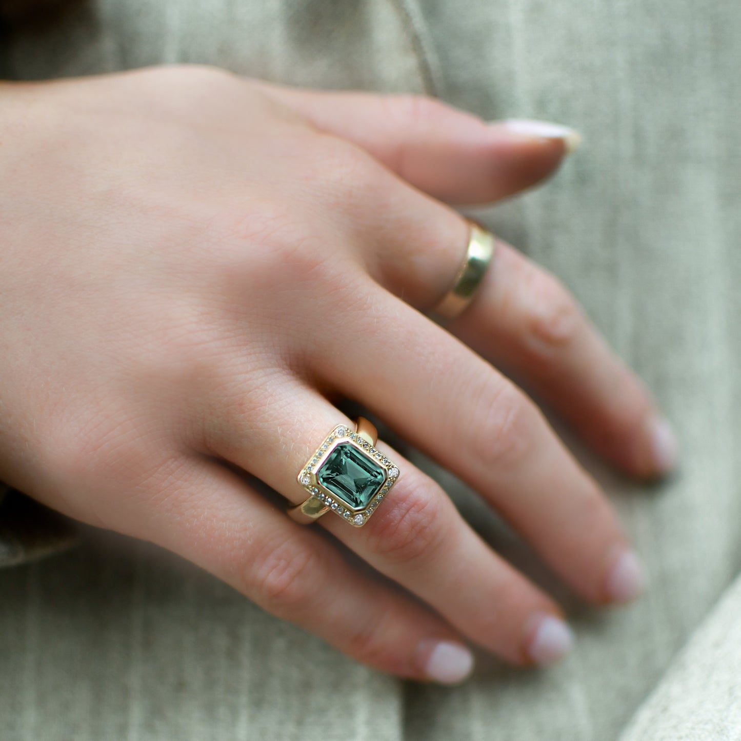 Tourmaline and Diamond Ring