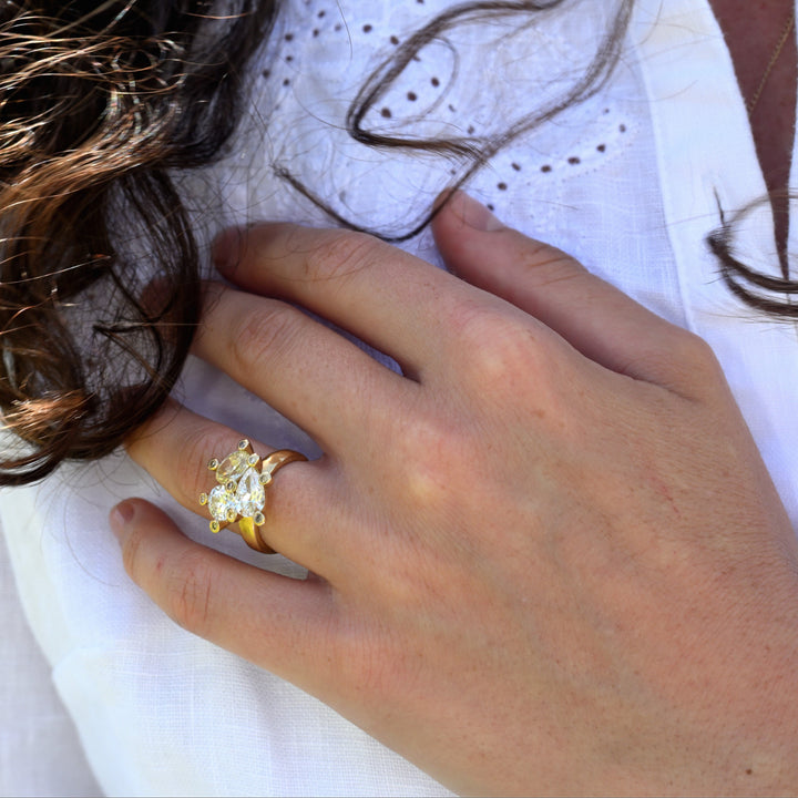 Triple Diamond Engagement Ring