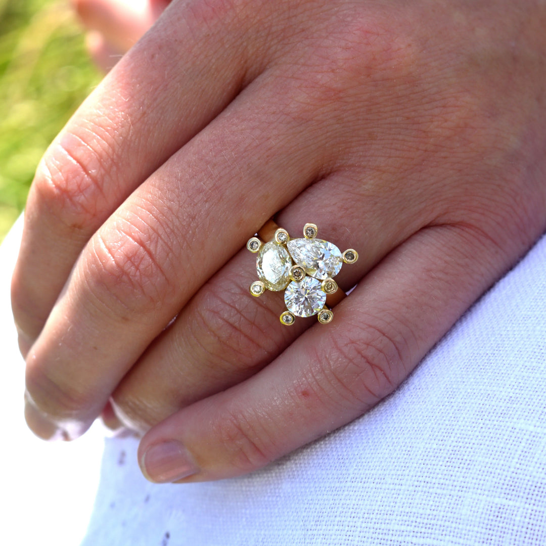 Triple Diamond Engagement Ring